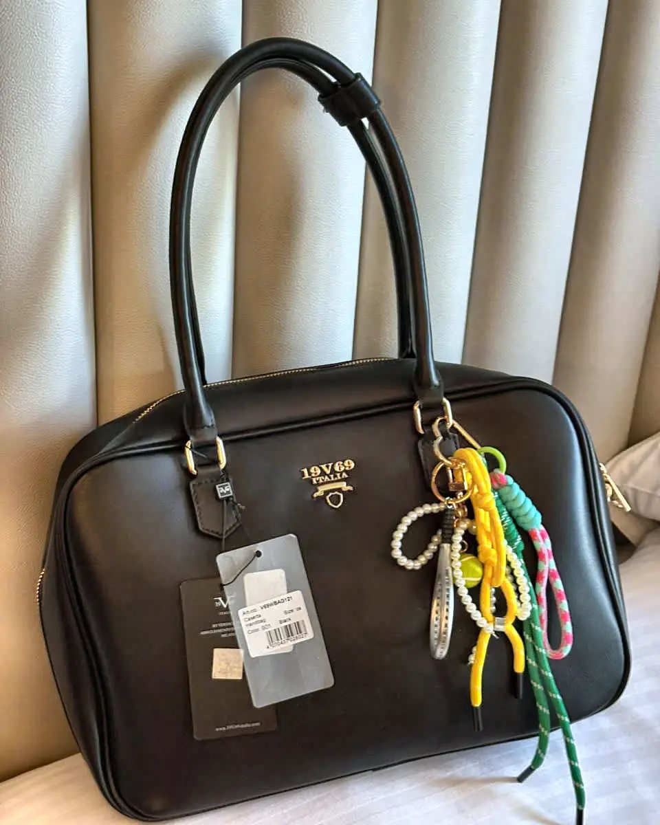 19V69 Italia Bowling Bag with Charms – Black