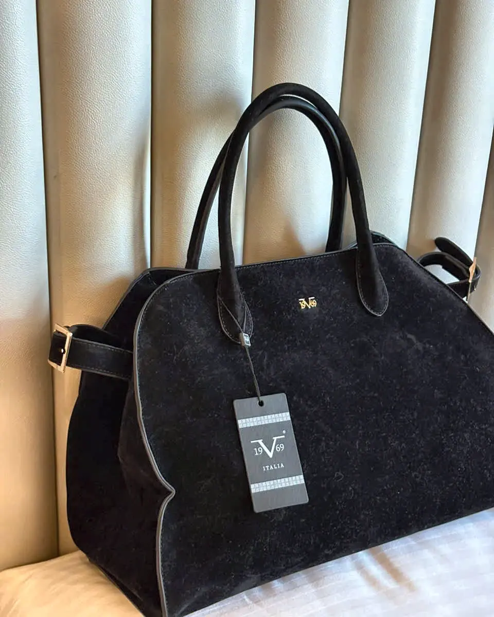 19V69 Italia Suede Dome Tote – Black