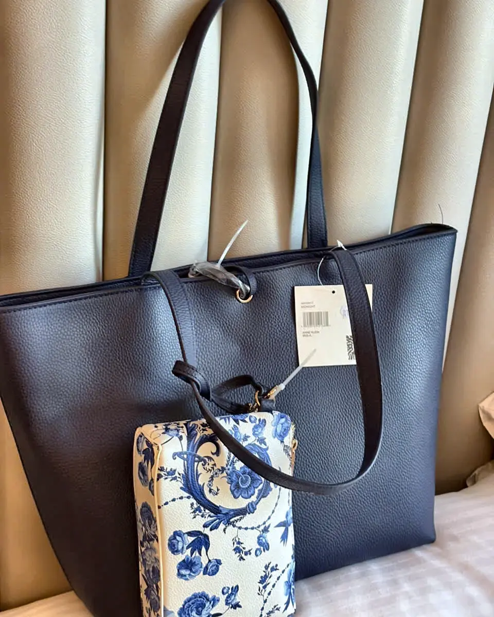 Anne Klein Tote with Floral Pouch – Midnight